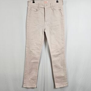 Mother The Dazzler Mid Rise Straight Jeans in Pale Peach - Size 28